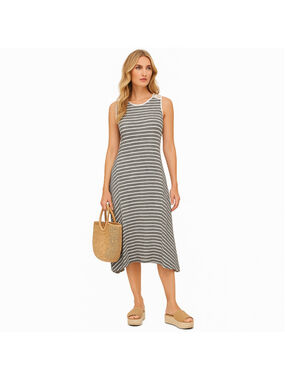 Lauren Ralph Lauren Striped Sleeveless Midi Dress Nautical Classic Americana L